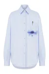 Moschino Multicolor Artistic Splash Long Sleeve Shirt In Blue
