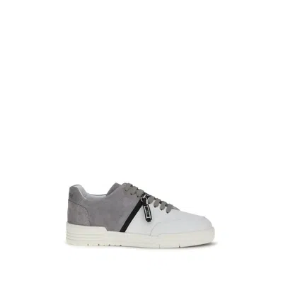 Moschino Multicolor Calf Leather Bos Taurus Low Top Sneakers In Gray