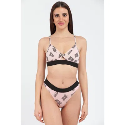 Moschino Multicolor Cotton Bra In Pink