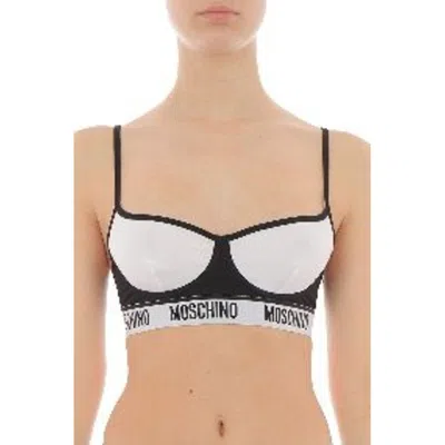 Moschino Multicolor Cotton Bra In Black