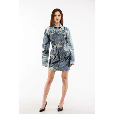 Moschino Printed Cotton Shirt Dress In Multi