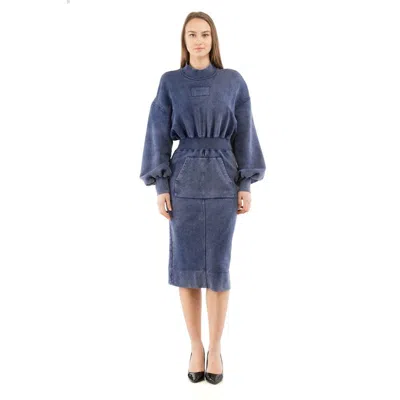 Moschino Cotton Peplum Dress In Blue