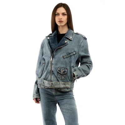 Moschino Multicolor Cotton Denim Jacket In Blue