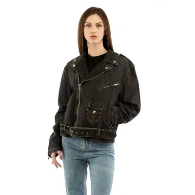 Moschino Multicolor Cotton Denim Jacket In Brown