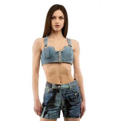 Moschino Multicolor Cotton Tank Tops In Blue