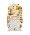 Moschino Multicolor Cropped Cotton  Nylon Pullover Polo In Nude