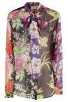 Moschino Multicolor Floral Pattern Silk Blouse In Multi