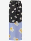 Moschino Long Wrap Skirt With Floral And Egg Print In Multicolor