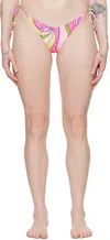 Moschino Multicolor Printed Bikini Bottom In A1206 Fucsia