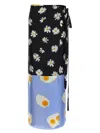 Moschino Long Wrap Skirt With Floral And Egg Print In Multicolor
