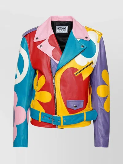 Moschino Multicolor Sheepskin Biker Jacket