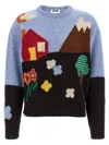 Moschino Shetland Wool Sweater With Landscape Intarsia In Multi