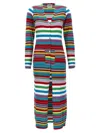 Moschino Striped Knee-length Knitwear Cardigan With Patch Detail In Multicolor