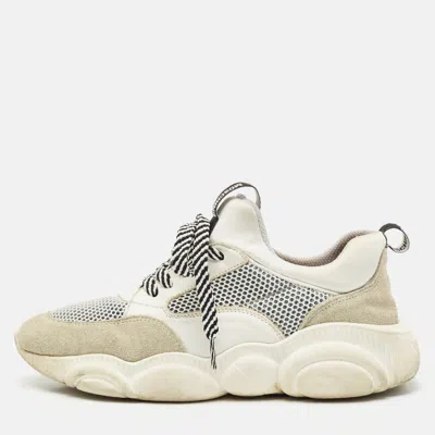 Moschino Multicolor Suede And Mesh Fluo Teddy Sneakers In Gray
