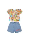 Moschino Multicolor Suit For Baby Girl With Teddy Bear In Multicolor