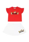 Moschino Multicolor Suit For Baby Girl With Teddy Bears In Multicolor