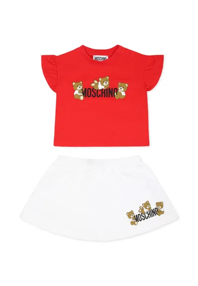 Moschino Kids' Multicolor Suit For Baby Girl With Teddy Bears