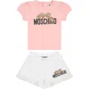 MOSCHINO MULTICOLOR TRACKSUIT FOR BABY GIRL WITH TEDDY BEAR AND LOGO