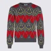 Moschino Ribbed Crewneck Sweater Graphic Pattern In Gray