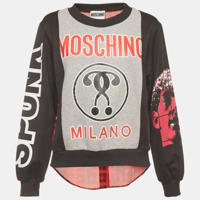 Pre-owned Moschino Multicolour Printed Cotton & Crepe Crewneck Sweatshirt M In Multicolor