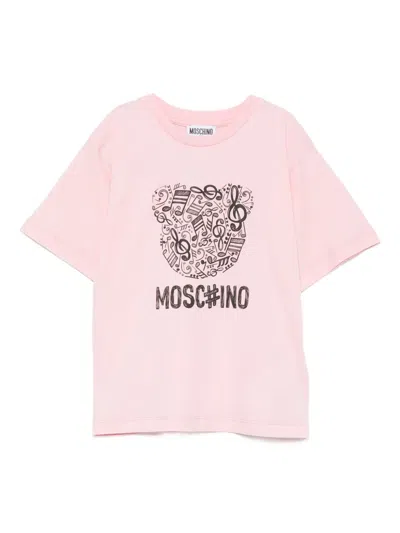 Moschino Kids' Musical-notes Print T-shirt In Pink