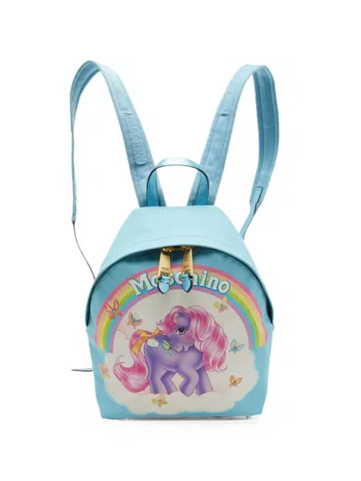 Pre-owned Moschino My Little Pony Leather Backpack In Blue