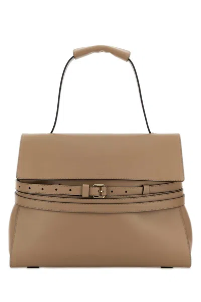 Moschino Nappa Leather Shoulder Handbag With Adjustable Crossbody Strap, 38 X 28 X 14 Cm In Beige O Tan
