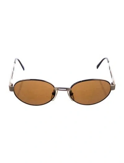 Pre-owned Moschino Narrow Tinted Sunglasses In Brown/gold