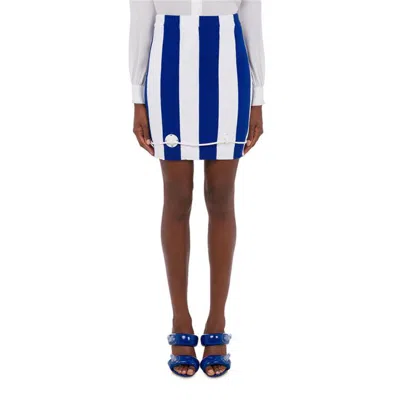 Moschino 女士nautical条纹针织迷你半身裙 In Blue