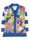 Moschino Nautical-print Striped Cardigan In Blue