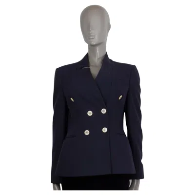 Pre-owned Moschino Navy Blue Wool Double Breasted Blazer Jacket 46 Xl