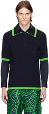 Moschino Navy Layered Polo In A0290 Blue