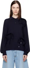 Moschino Navy Multi Collars Polo In 0510 Dark Blue