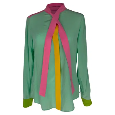 Pre-owned Moschino Neck Tie Blouse In Multicolor Silk