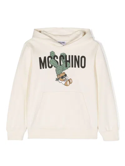 Moschino Kids' Teddy Bear-motif Cotton Hoodie In White