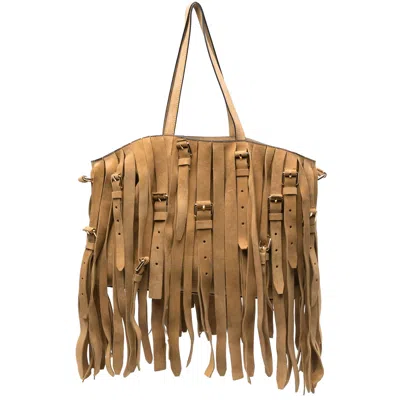 Moschino Neutral Tote Bags In Sand