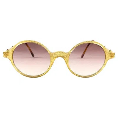 Pre-owned Moschino New Vintage  By Persol M274 Round Amber & Gold Sunglasses In Brown