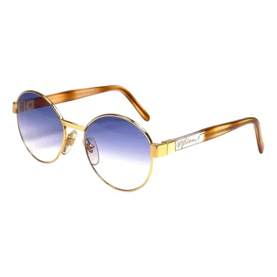 Pre-owned Moschino New Vintage  By Persol M32 Frame Medium Round Gold Sunglasses In Gray