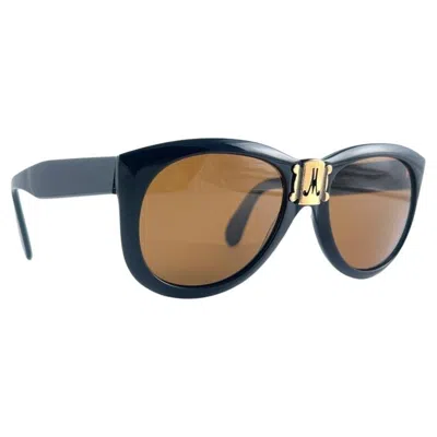 Pre-owned Moschino New Vintage  M252 By Persol Black Frame Sunglasses 1990's Made In Italy