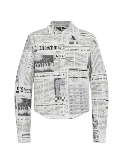 Moschino Newspaper-print Shirt In Gray