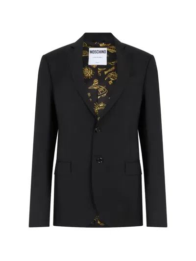 Moschino Notched-lapels Single-breasted Blazer In Black