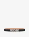 Moschino Calf Leather Adjustable Fit Smooth Belts In Black