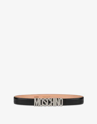 Moschino Nuage Calfskin Belt In Black