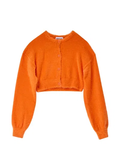 Moschino Nuvola Logo-intarsia Cardigan In Orange