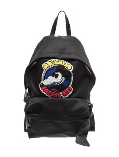 Pre-owned Moschino Nylon Backpack In Black