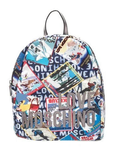 Pre-owned Moschino Nylon Backpack In Blue