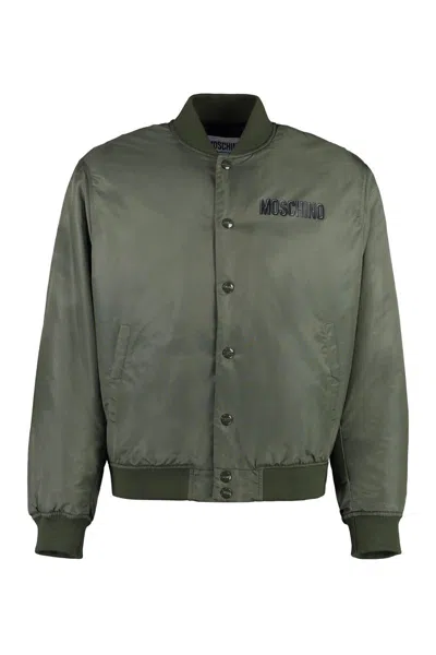 Moschino Nylon Bomber Jacket In Green