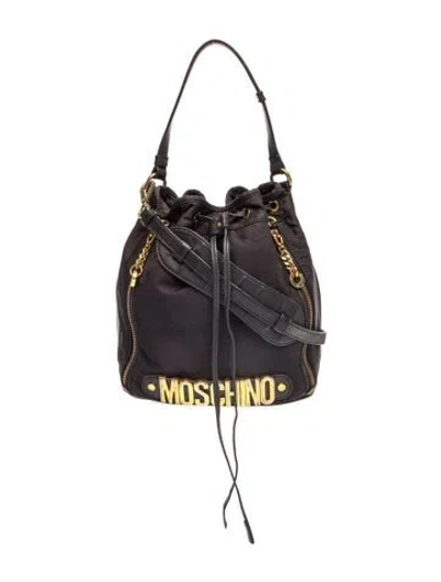 Pre-owned Moschino Nylon Bucket Bag In Black