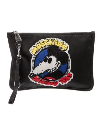 Pre-owned Moschino Nylon Clutch In Black