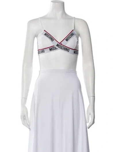 Pre-owned Moschino Nylon Graphic Print Sports Bra In White